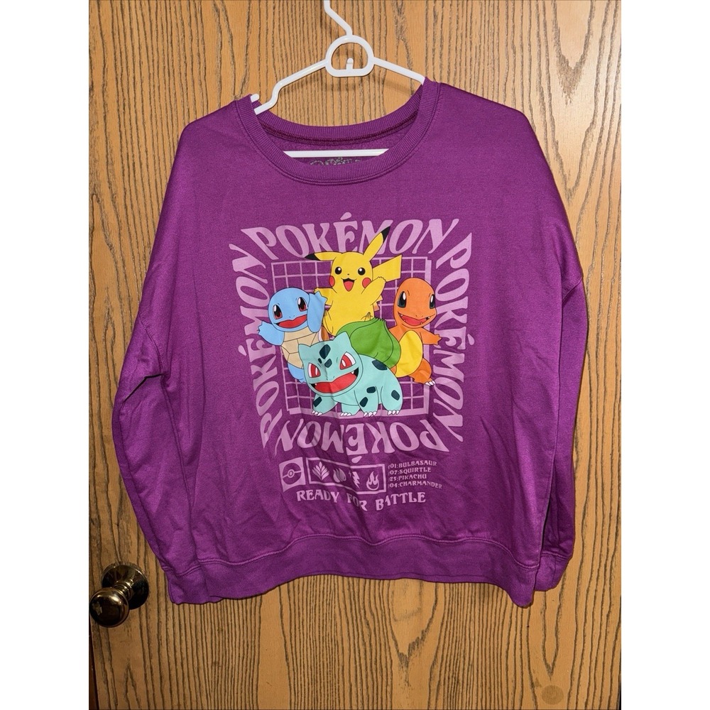 Pokémon Gotta Catch Them All Sweatshirt Womens Large Purple Pikachu Pullover